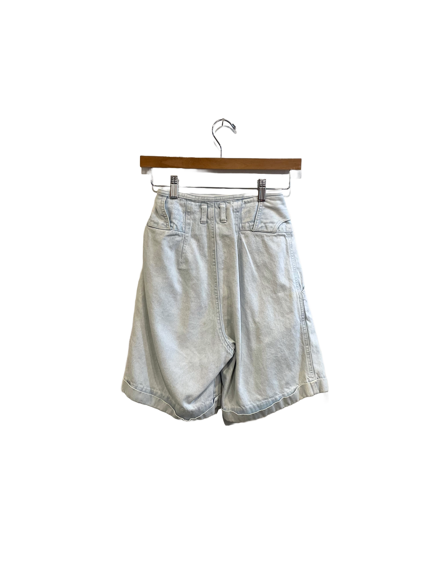 1980s Acid Wash Loose Fit Pleated Jean Shorts