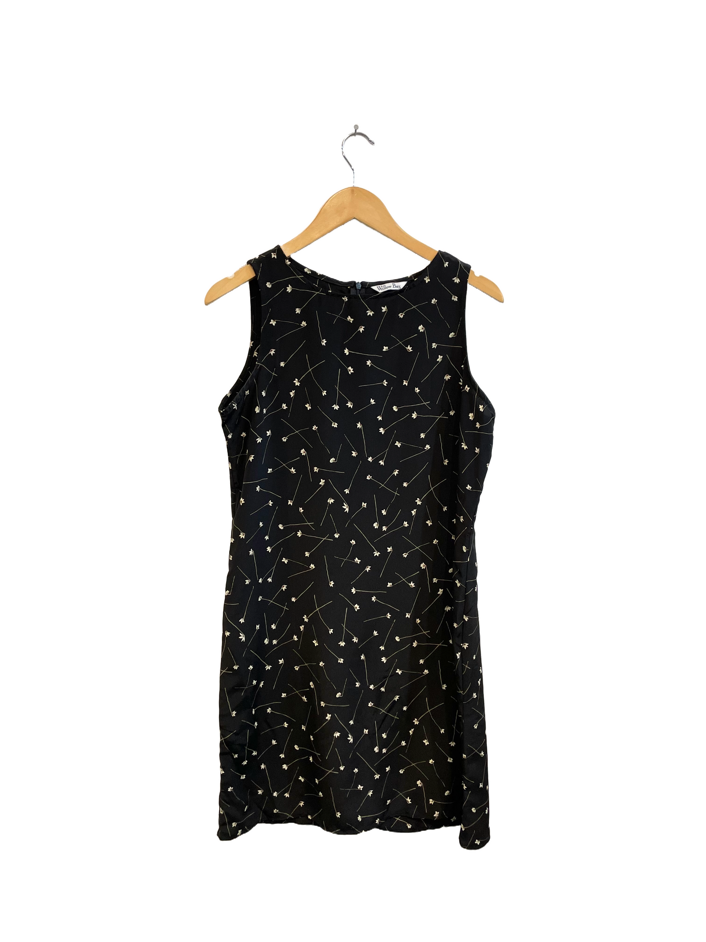 1990s Black Floral Print Mini Dress