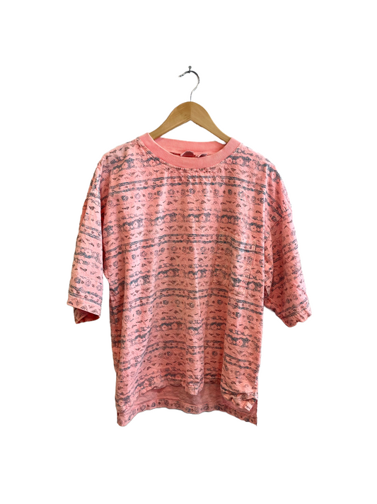1990s Peach Beach Patterned Tee