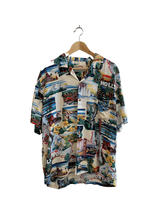 1990s California Scenes Rayon Tropical Shirt