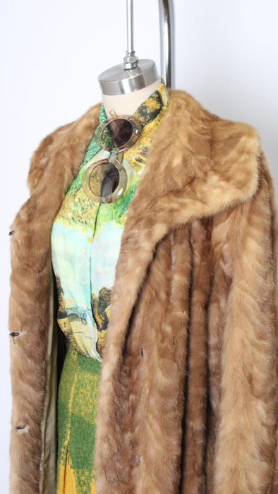 1940s Carmel Brown Mink Long Coat