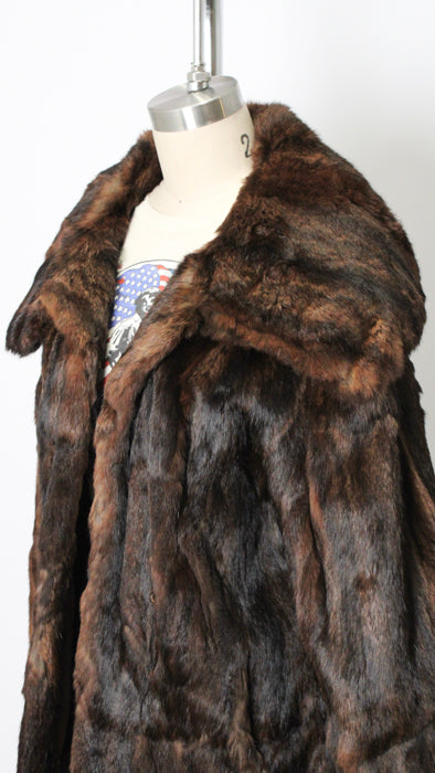 1940s Dark Brown Black Stripe Mink Crop Swing Coat