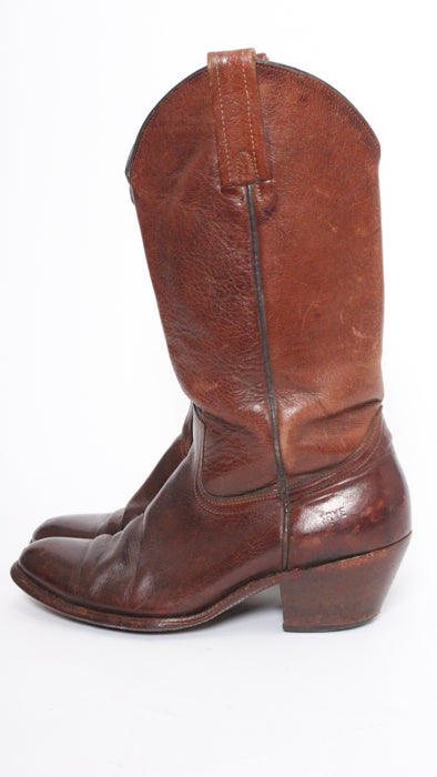 1970s Brown FRYE BLACK LABEL US-Made Stacked Boots