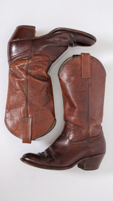 1970s Brown FRYE BLACK LABEL US-Made Stacked Boots